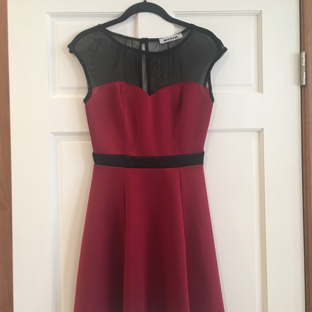 Red & Black Sweetheart Illusion Dress